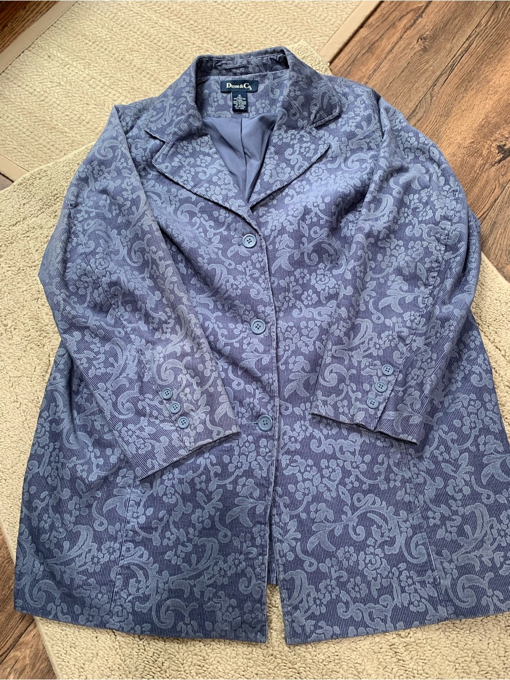 Denim&Co Corduroy Blue Jacquard Blazer Jacket
